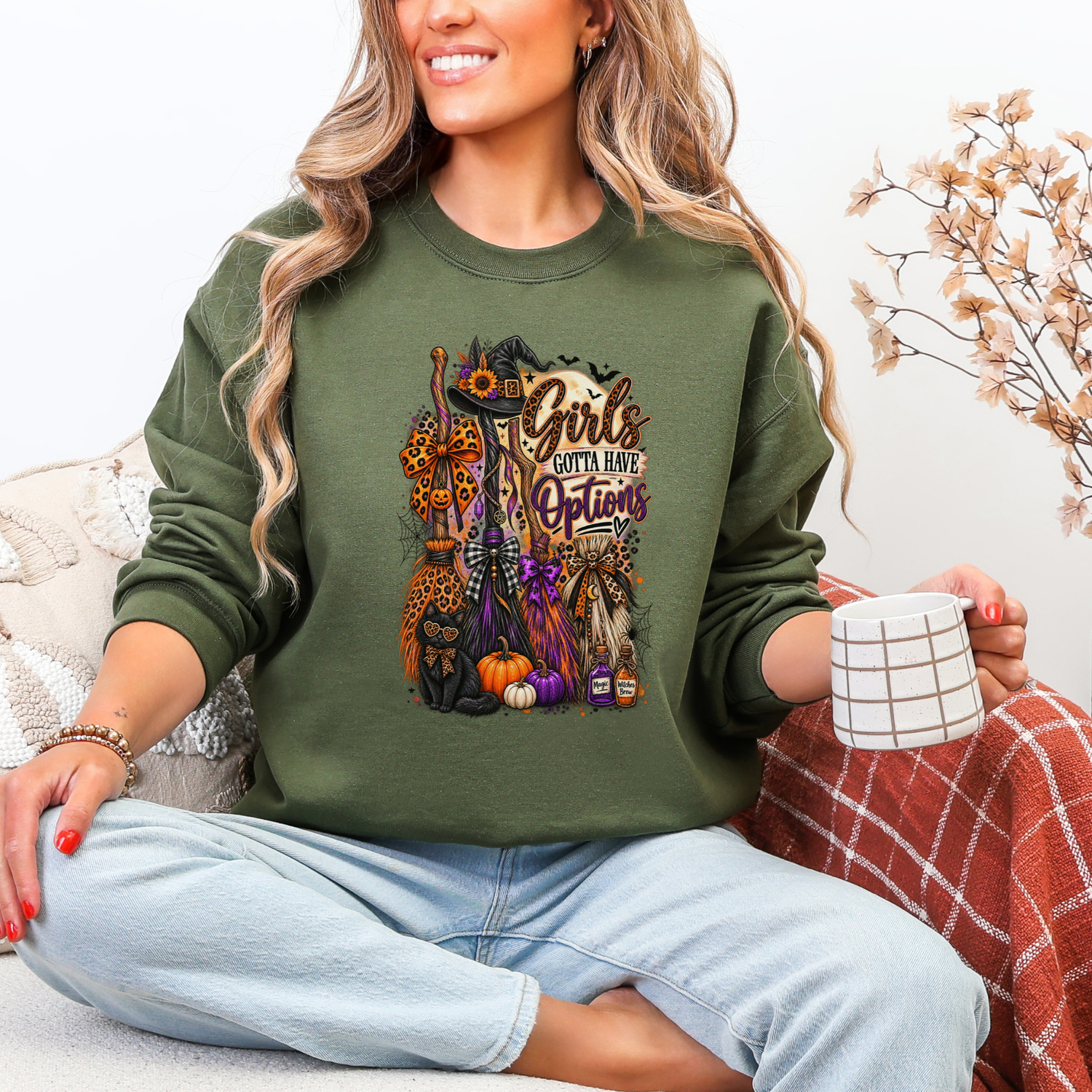 Girls Gotta Have Options Halloween Tee or Sweatshirt | Witch Broomsticks