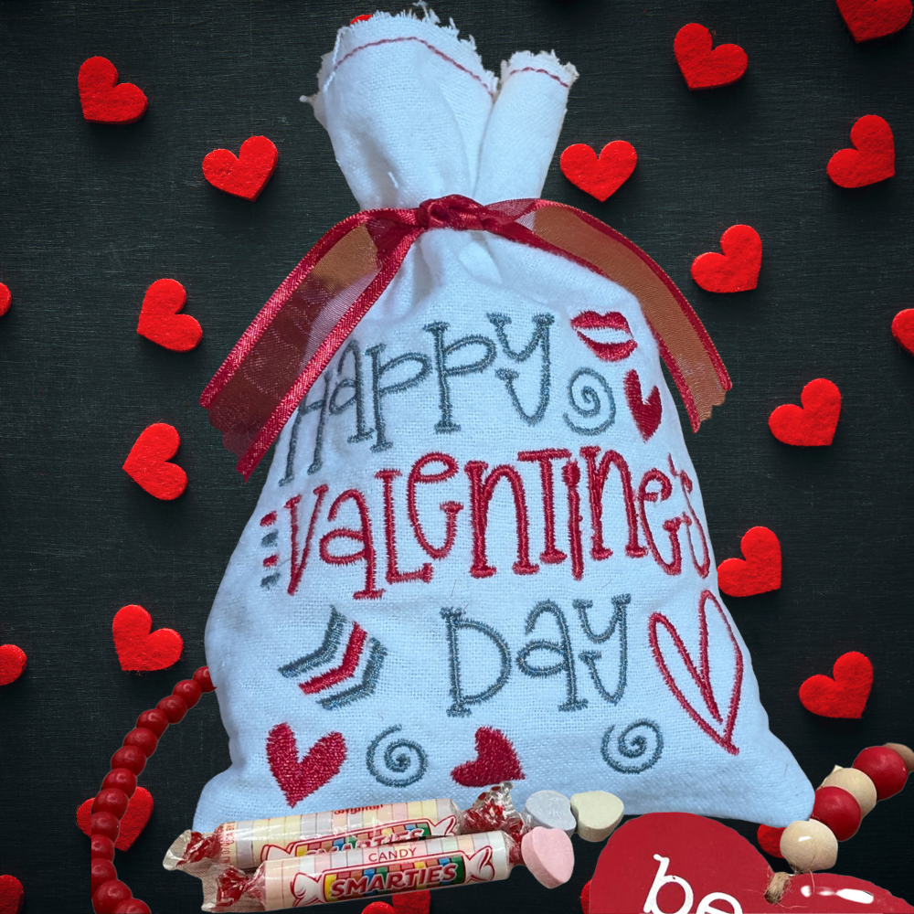 Handmade Valentine Gift Bag – 8x6 Flannel Reusable Bag