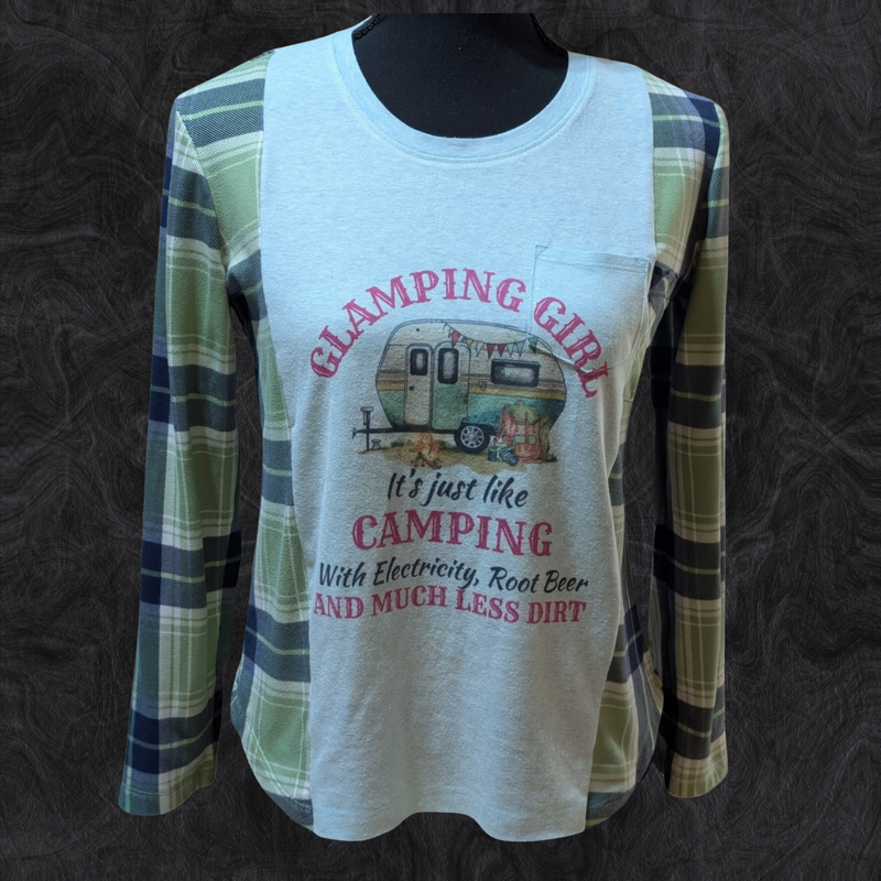 Upcycled Flannel Sleeve Crewneck