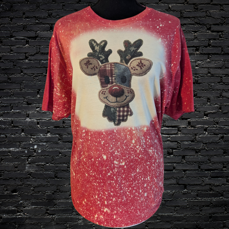 🦌 Faux Patchwork Reindeer T-Shirt