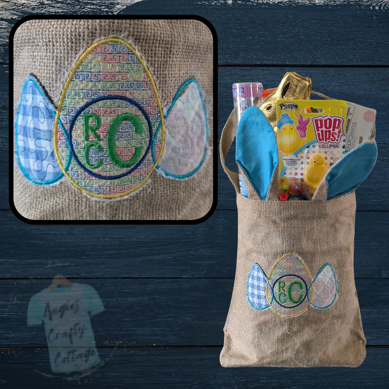 Embroidered Egg Basket with Initals Angie's Crafty Cottage