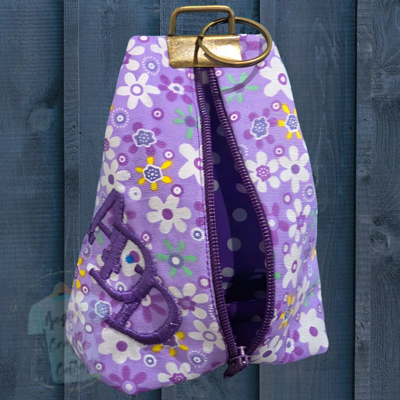 Key Fob Pouch Zipper with Initial Embroidery Angie's Crafty Cottage