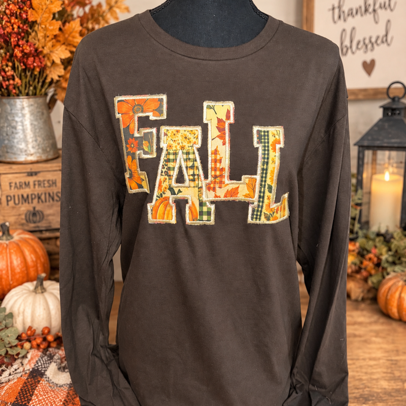 Patchwork FALL Appliqué Long Sleeve Shirt