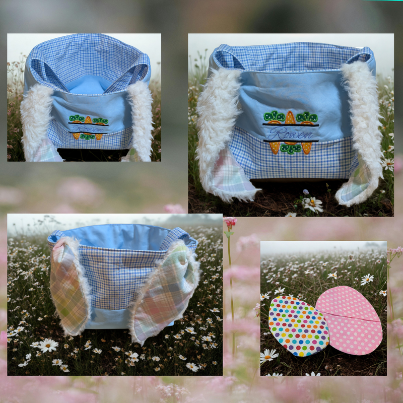 Reversible Easter Basket with Pocket Eggs – Optional Name Embroidery