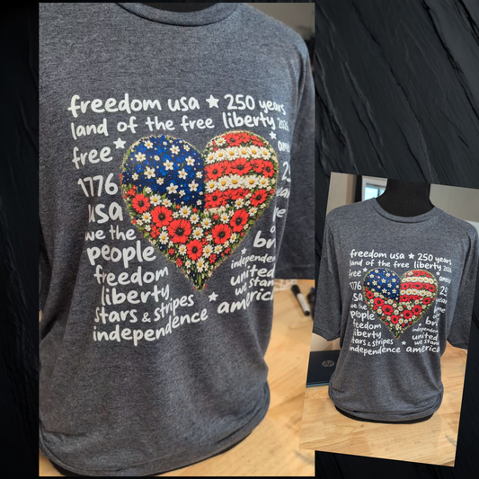 Floral Patriotic Flag Shirt – Celebrate Freedom in Style