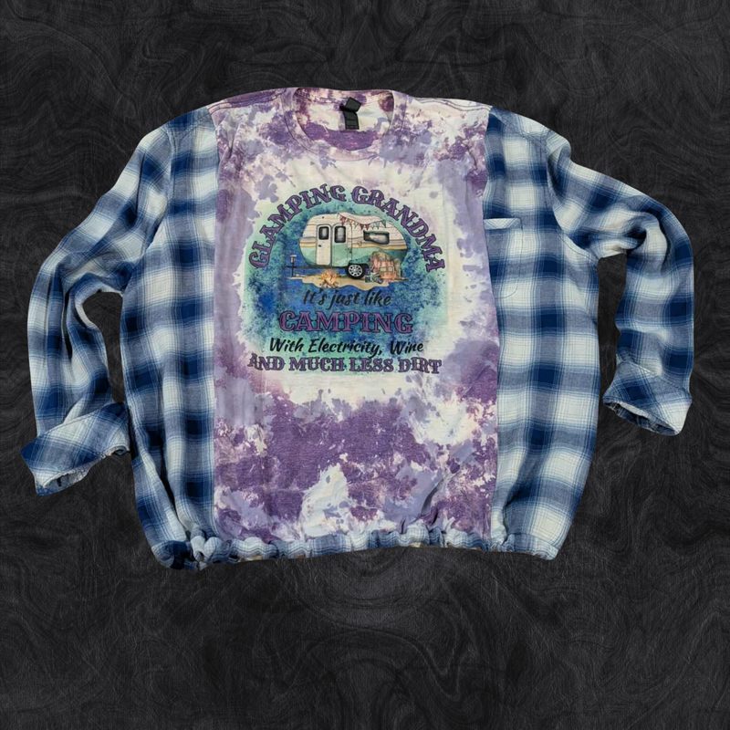 Upcycled Flannel Sleeve Crewneck