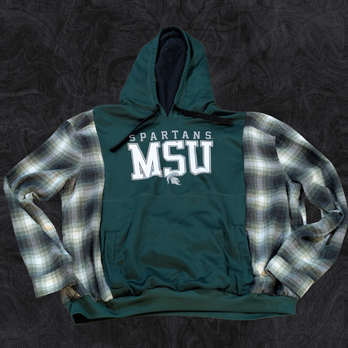 Upcycled Flannel Sleeve Crewneck