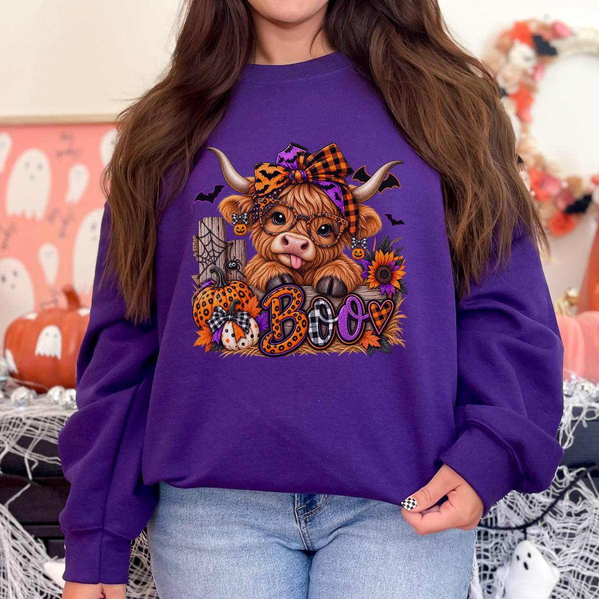 Halloween Highland Cow Boo Shirt | T-Shirt or Sweatshirt