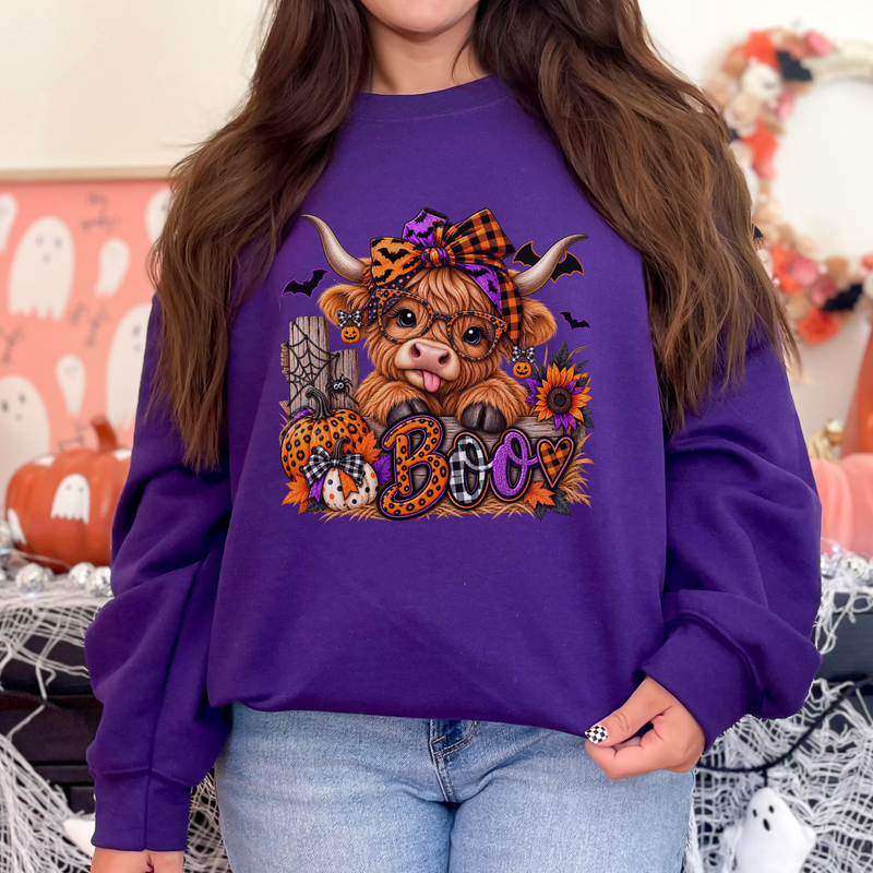 Halloween Highland Cow Boo Shirt | T-Shirt or Sweatshirt