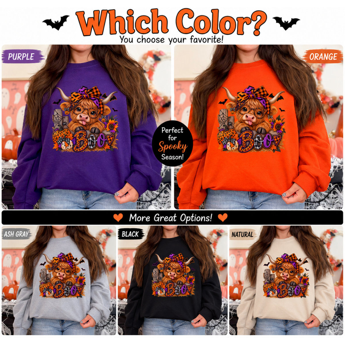 Halloween Highland Cow Boo Shirt | T-Shirt or Sweatshirt