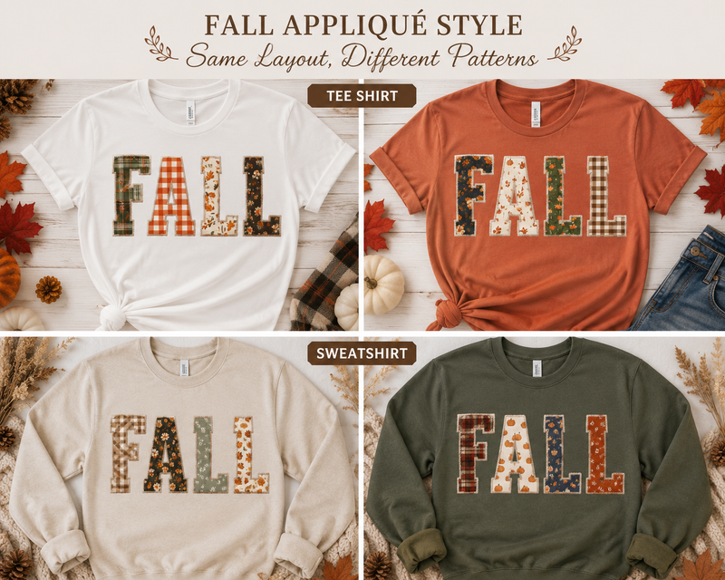 Fall Appliqué Shirt | Embroidered Upcycled or New Sweatshirt | Handmade Fall Shirt