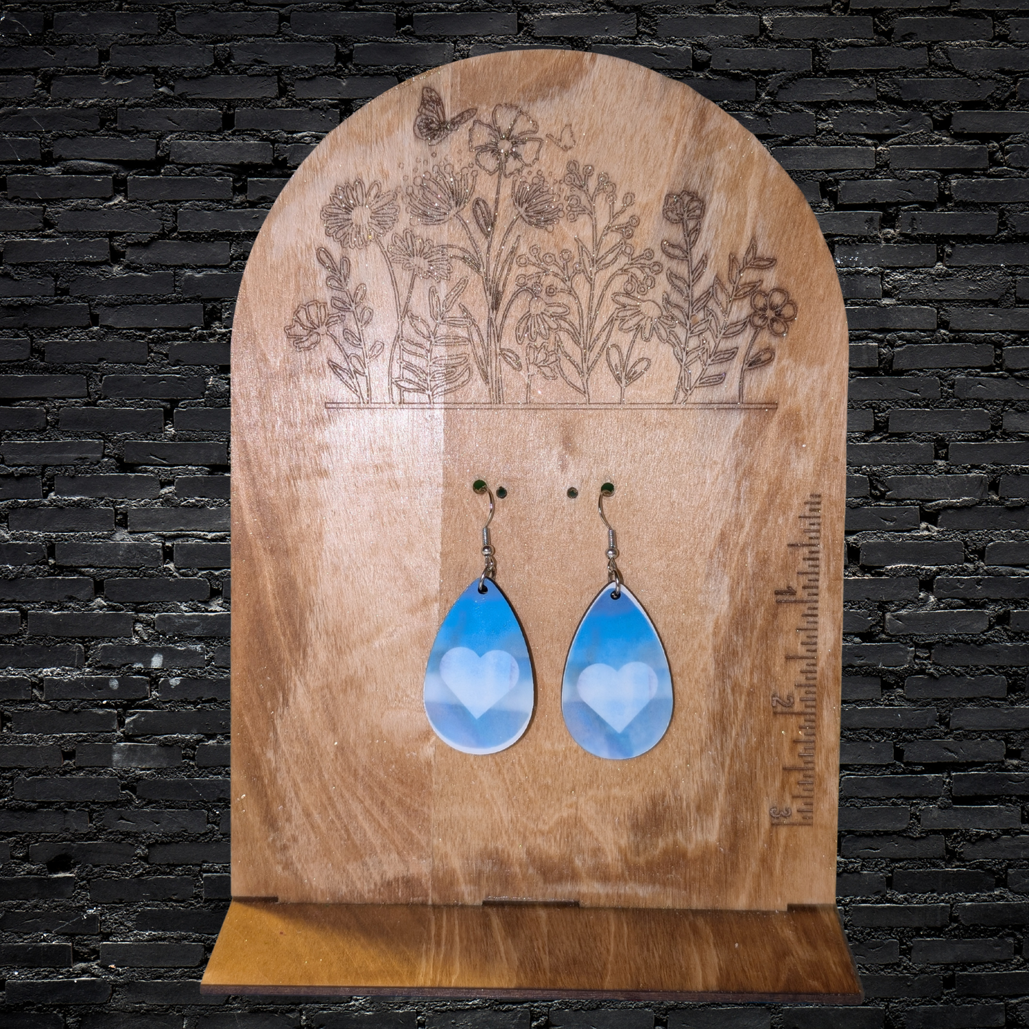 Blue Cloud Heart - Double-Sided Teardrop Sublimation Earrings