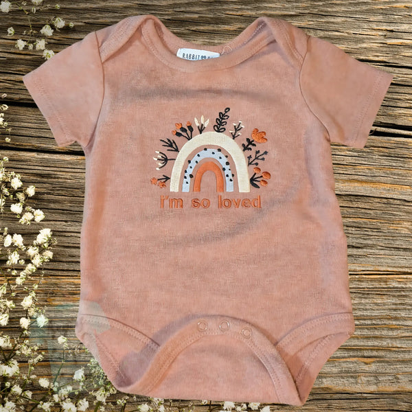 Boho Rainbow Embroidery,  im so loved onesie Angie's Crafty Cottage