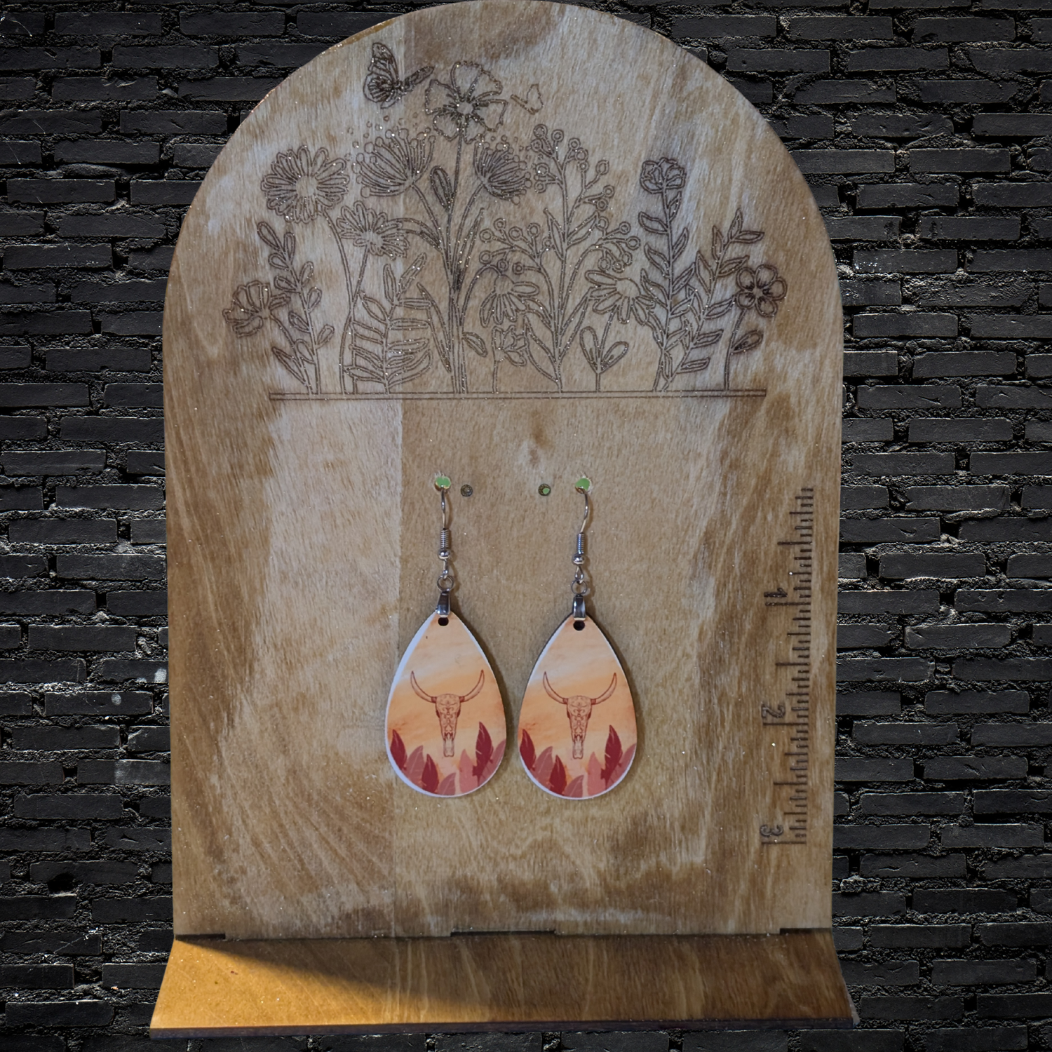 Boho Bighorn - Double-Sided Teardrop Sublimation Earrings