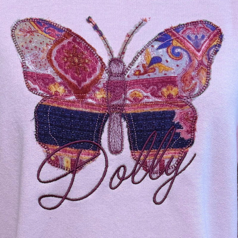 🦋 One-of-a-Kind Dolly Inspired Sweatshirt – Size Medium