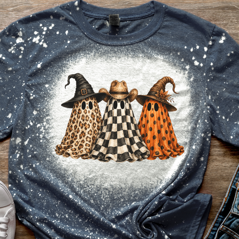 Ghost Trio Bleached Graphic Tee | Cute Halloween Ghost Shirt