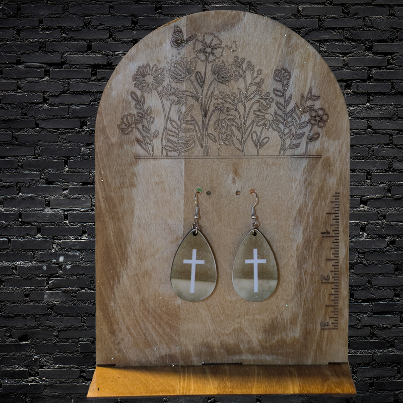 Cross - Double-Sided Teardrop Sublimation Earrings