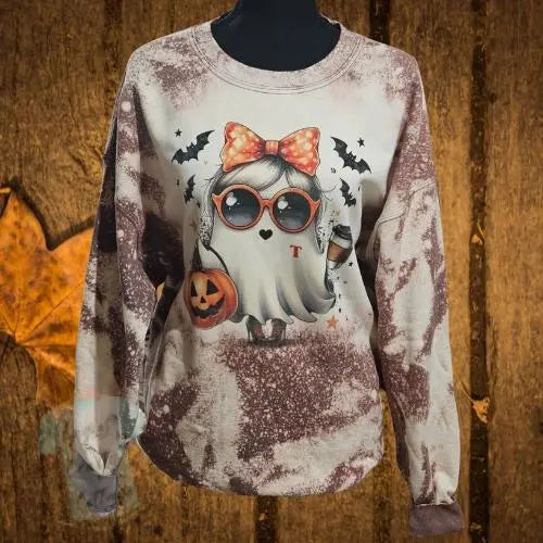 Cute Ghost Girl Bleached Crewneck Angie's Crafty Cottage
