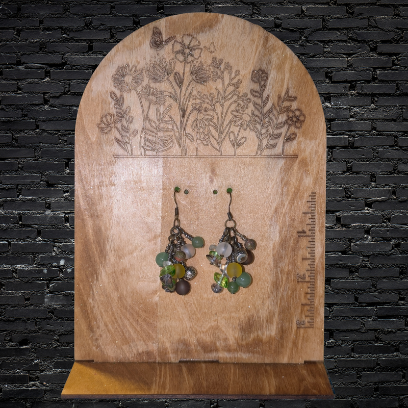 Boho Green & Clear Bead Cluster Earrings | Handmade Jewelry