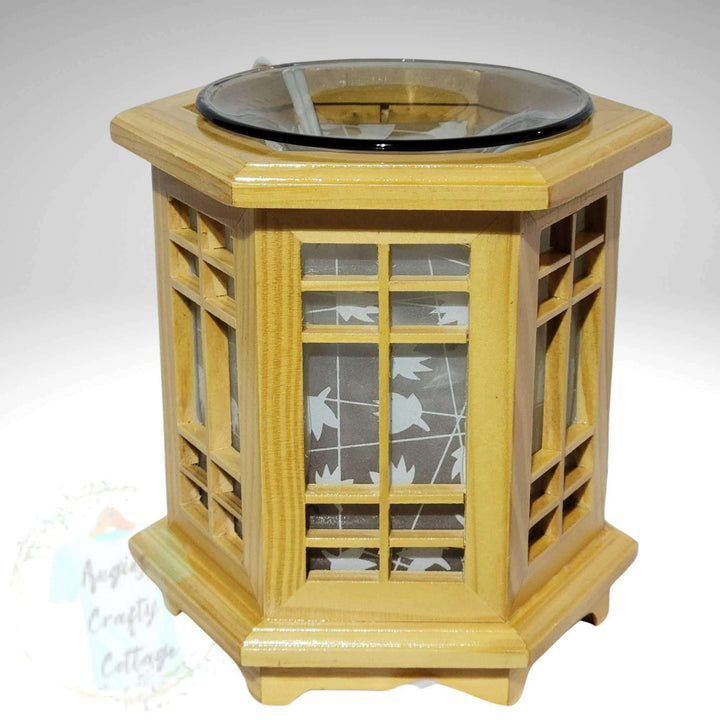 Electric Tart & Oil Warmer!  Asian Wood Frame with Dimmer Angie's Crafty Cottage