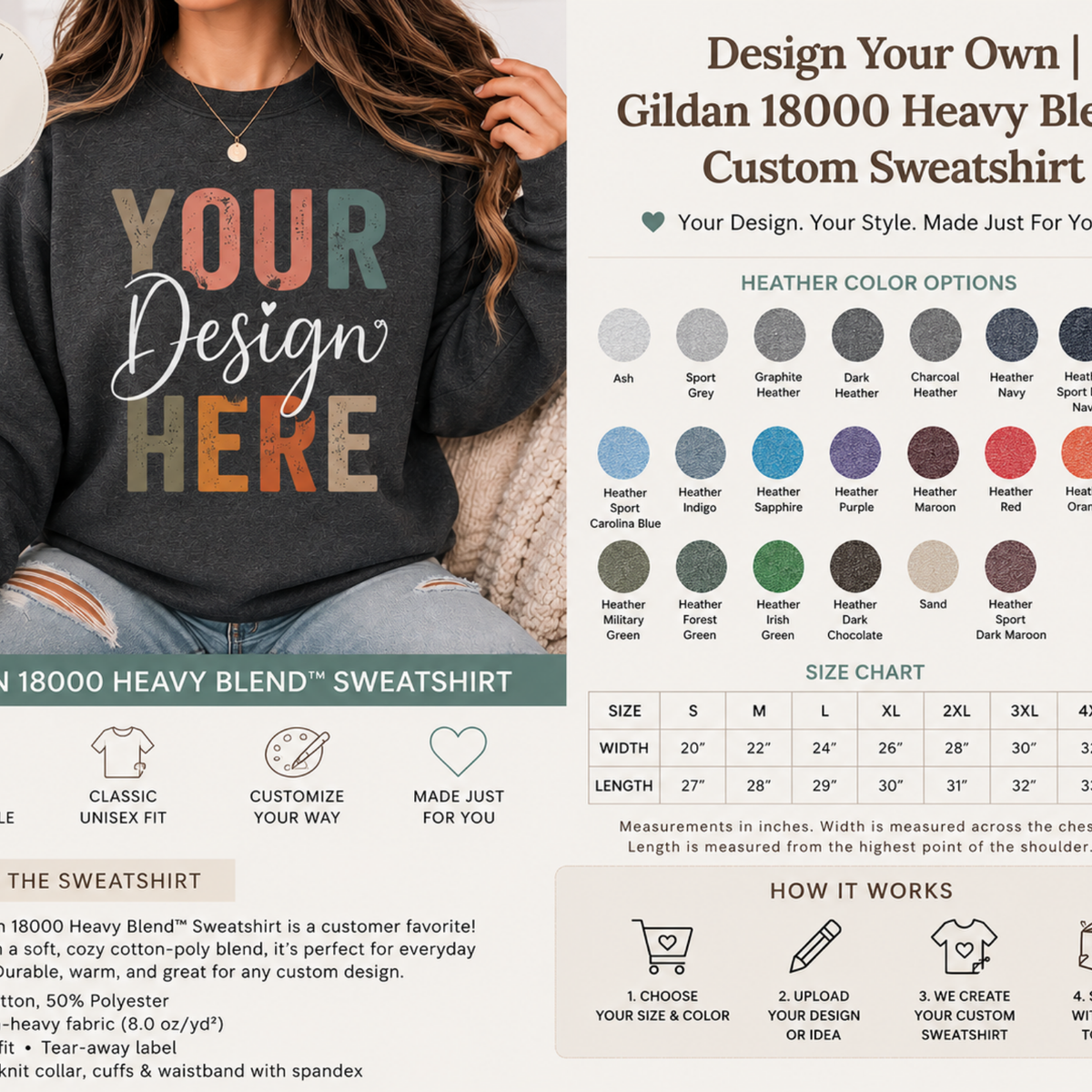 Design Your Own | Gildan 18000 Heavy Blend™ Custom Sweatshirt