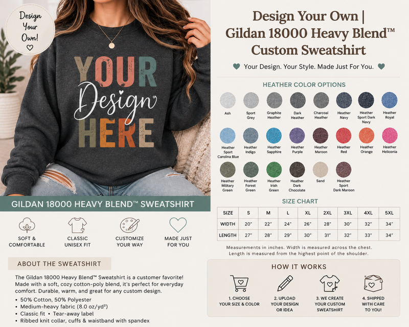 Design Your Own | Gildan 18000 Heavy Blend™ Custom Sweatshirt