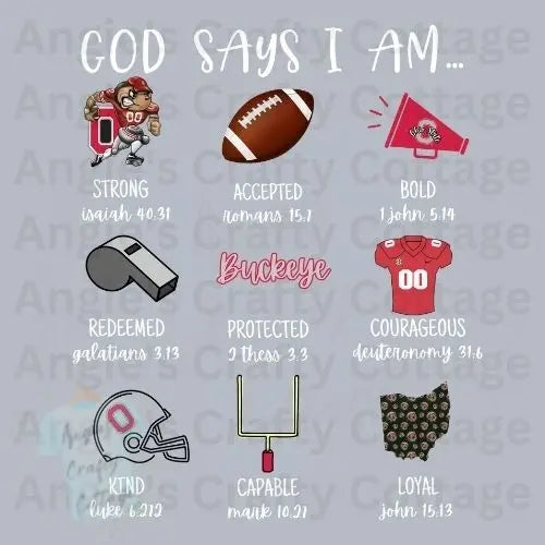 God Says I AM Buckeye  Digital PNG File Angie's Crafty Cottage