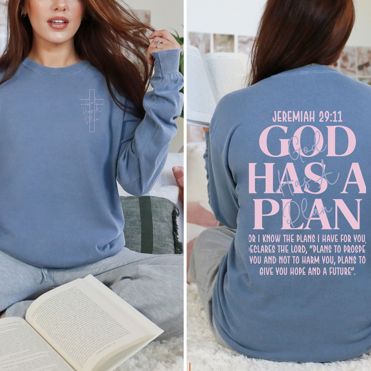 God has a plan Christian sweatshirt Jeremiah 29:11
faith inspired Christian gift sweatshirt
religious inspirational sweatshirt handmade
