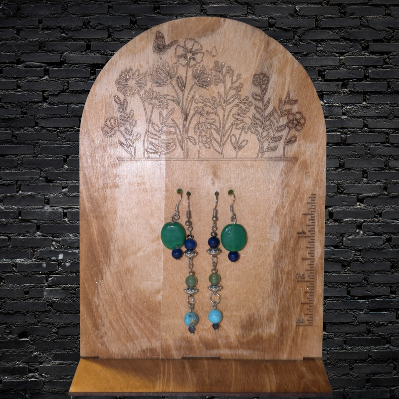 Boho Green & Blue Bead Earrings | Handmade Jewelry