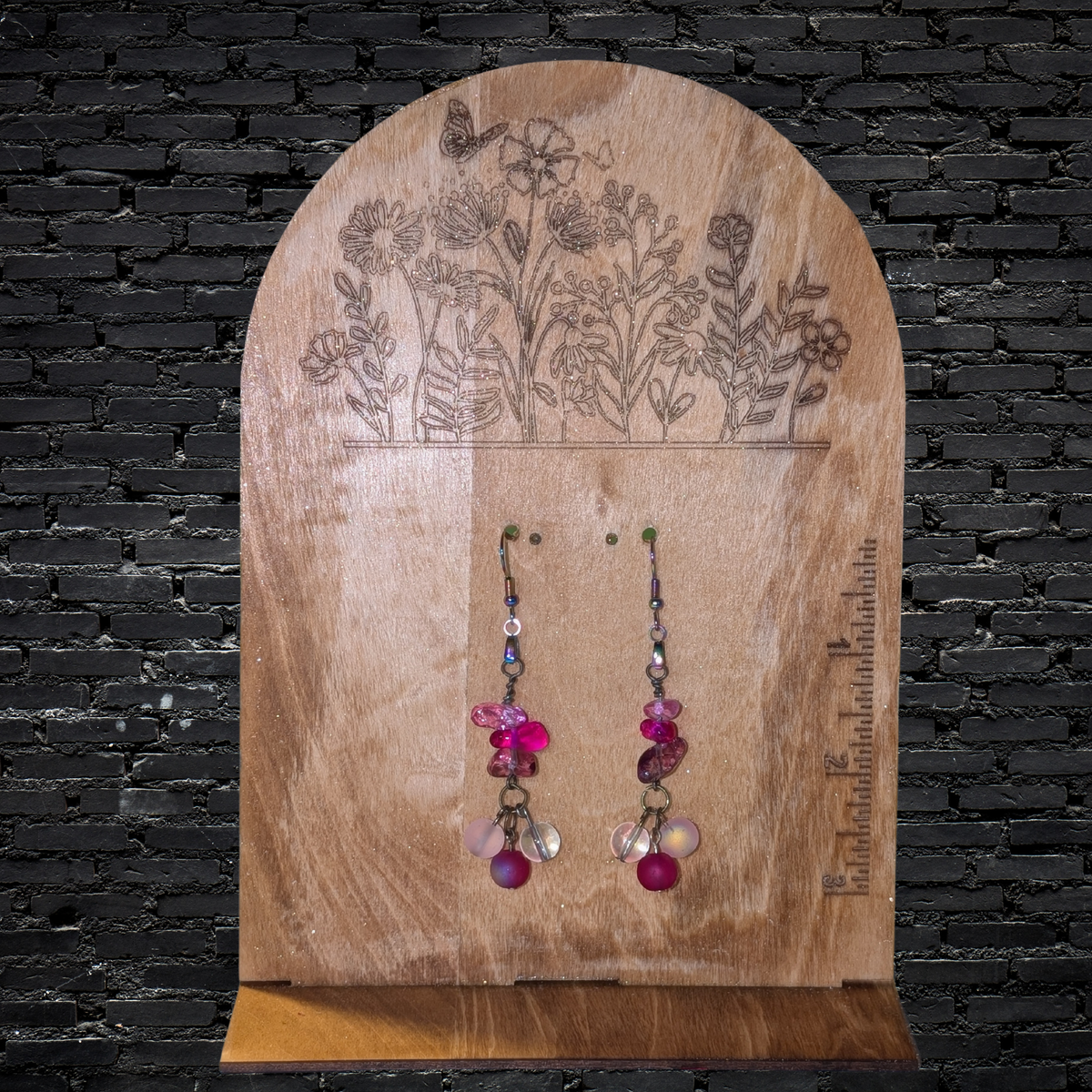 Vibrant Pink Magenta Beaded Dangle Earrings| Handmade Jewelry
