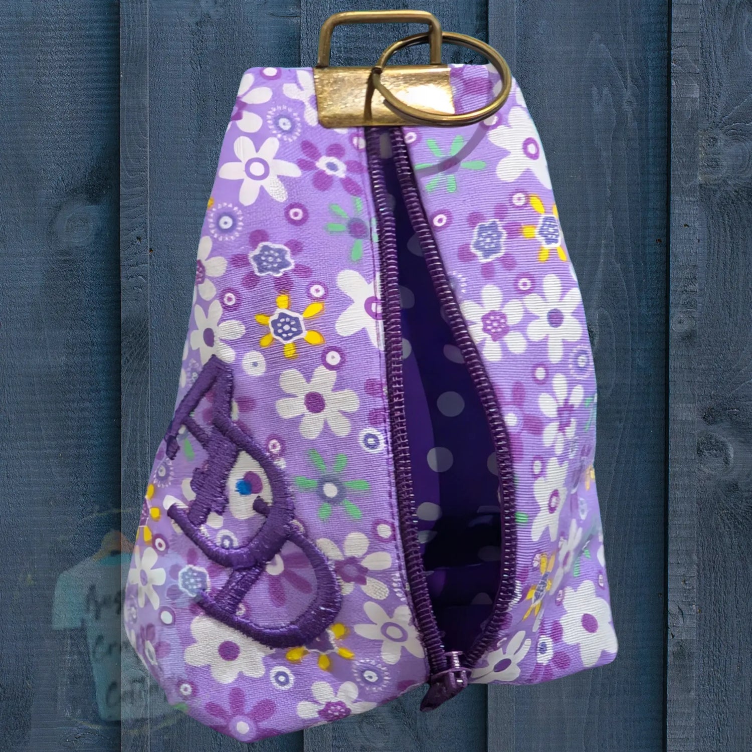 Key Fob Pouch Zipper with Initial Embroidery Angie's Crafty Cottage