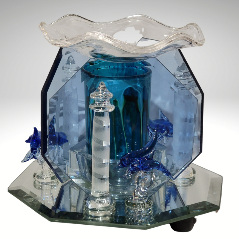 Dolphins Light House Glass Electric Oil/Wax with Light Dimmer
