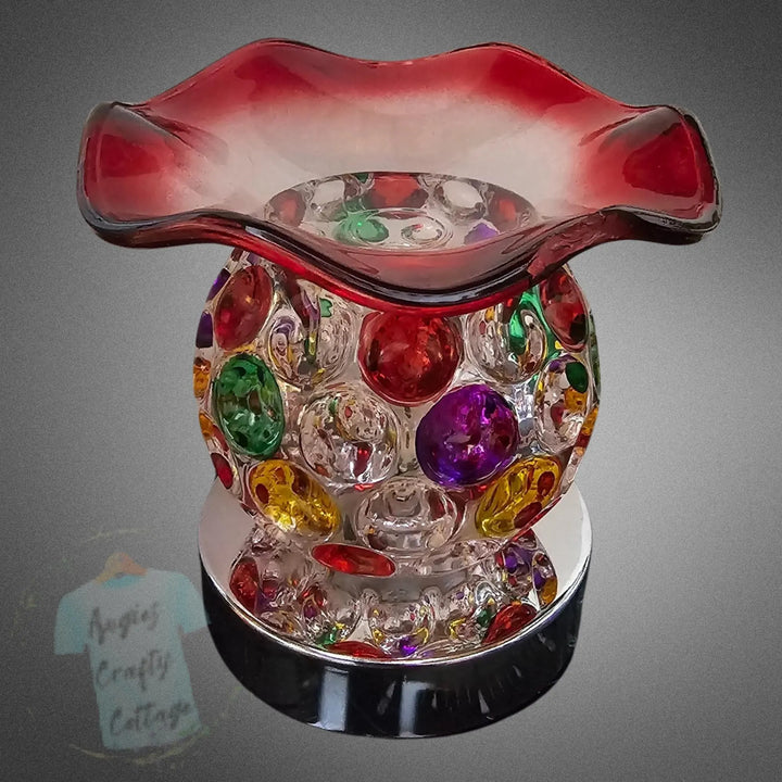 Muilt-Colored Polka Dots Glass Electric Touch Fragrance Burner! Angie's Crafty Cottage