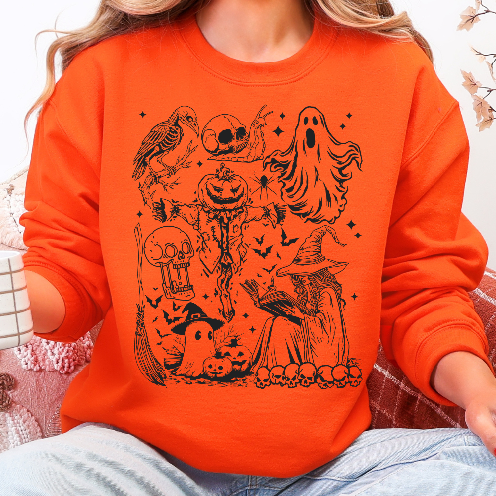 Spooky Doodle Sweatshirt | Trendy Halloween Graphic DTF