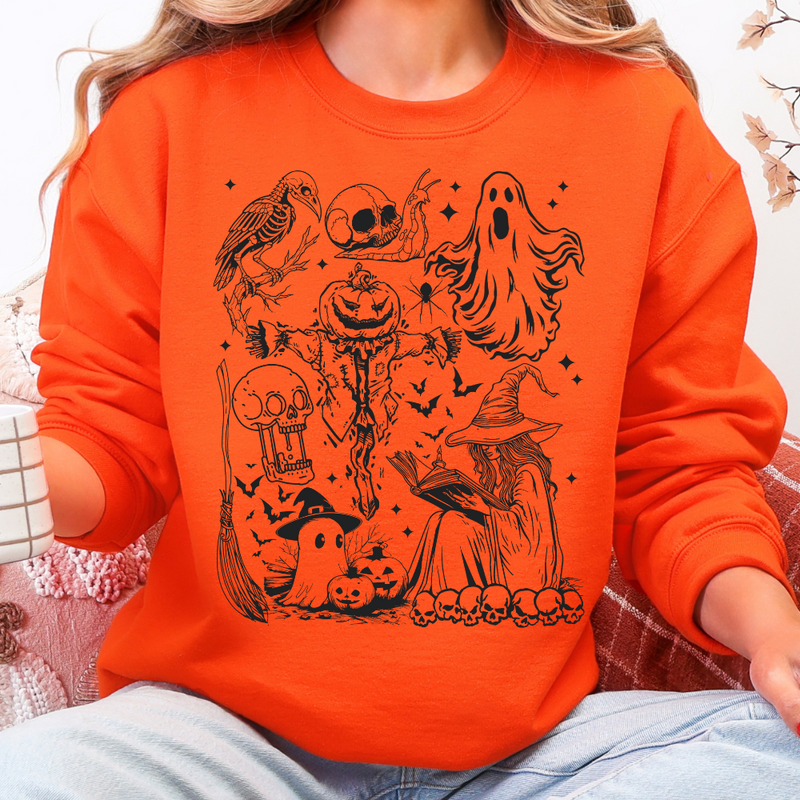 Spooky Doodle Sweatshirt | Trendy Halloween Graphic DTF