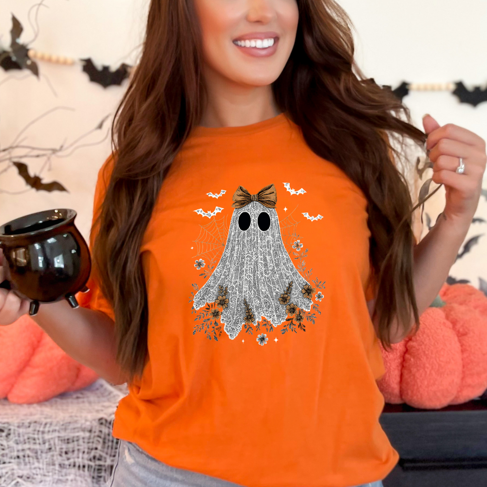 Cute Lace Ghost Tee – Spooky Coquette Halloween Shirt
