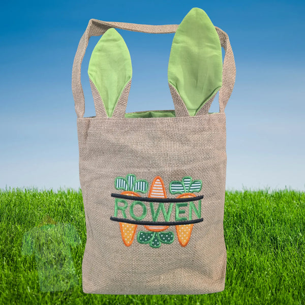 Personalized Easter Basket with Name – Custom Bunny Ear Tote Angie's Crafty Cottage