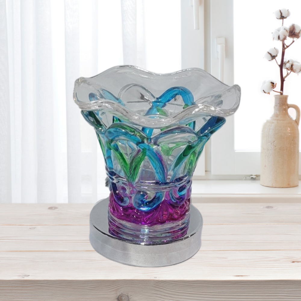 Teal/Purple Glass Electric Touch Fragrance Burner!