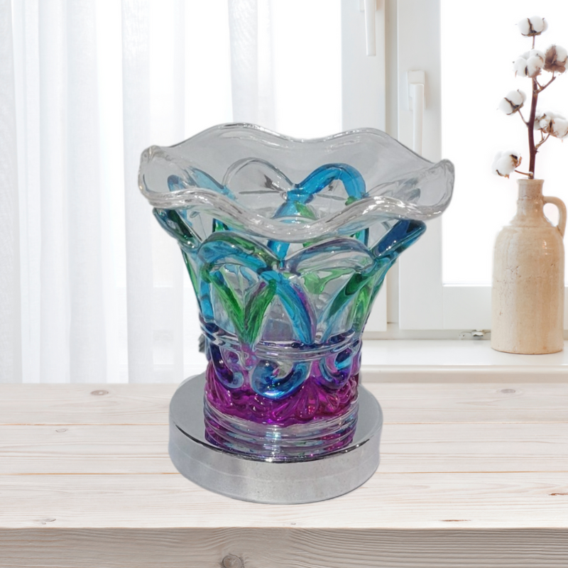 Teal/Purple Glass Electric Touch Fragrance Burner!