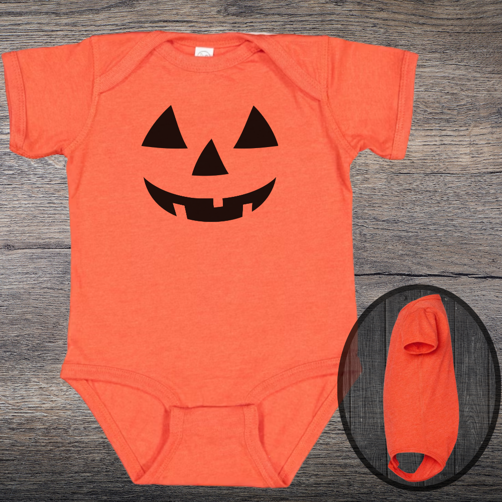 Jack-o'-Lantern Pumpkin Face Bella + Canvas Baby Onesie