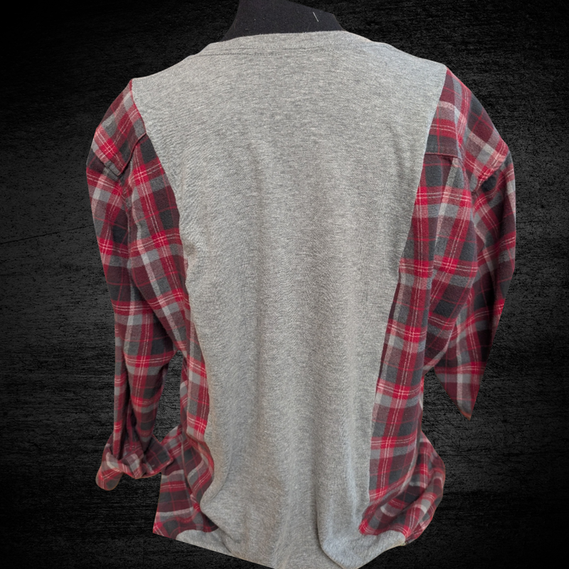 Upcycled Georgia Bulldogs Flannel Sleeve Shirt – Let's Go Dawgs – Size M/L