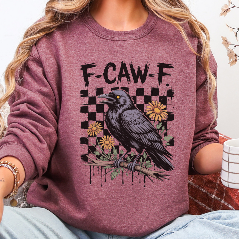 Gothic F-Caw-F Raven Sweatshirt | Dark Humor Bird Graphic