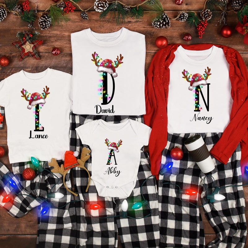 Monogram Family Christmas Shirt, Personalized Holiday T-Shirt