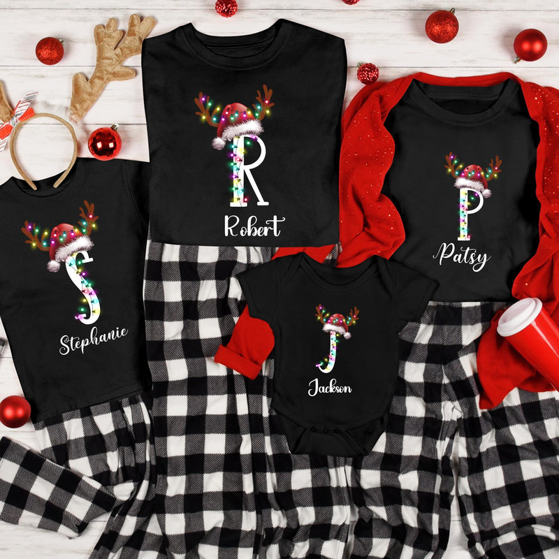 Monogram Family Christmas Shirt, Personalized Holiday T-Shirt