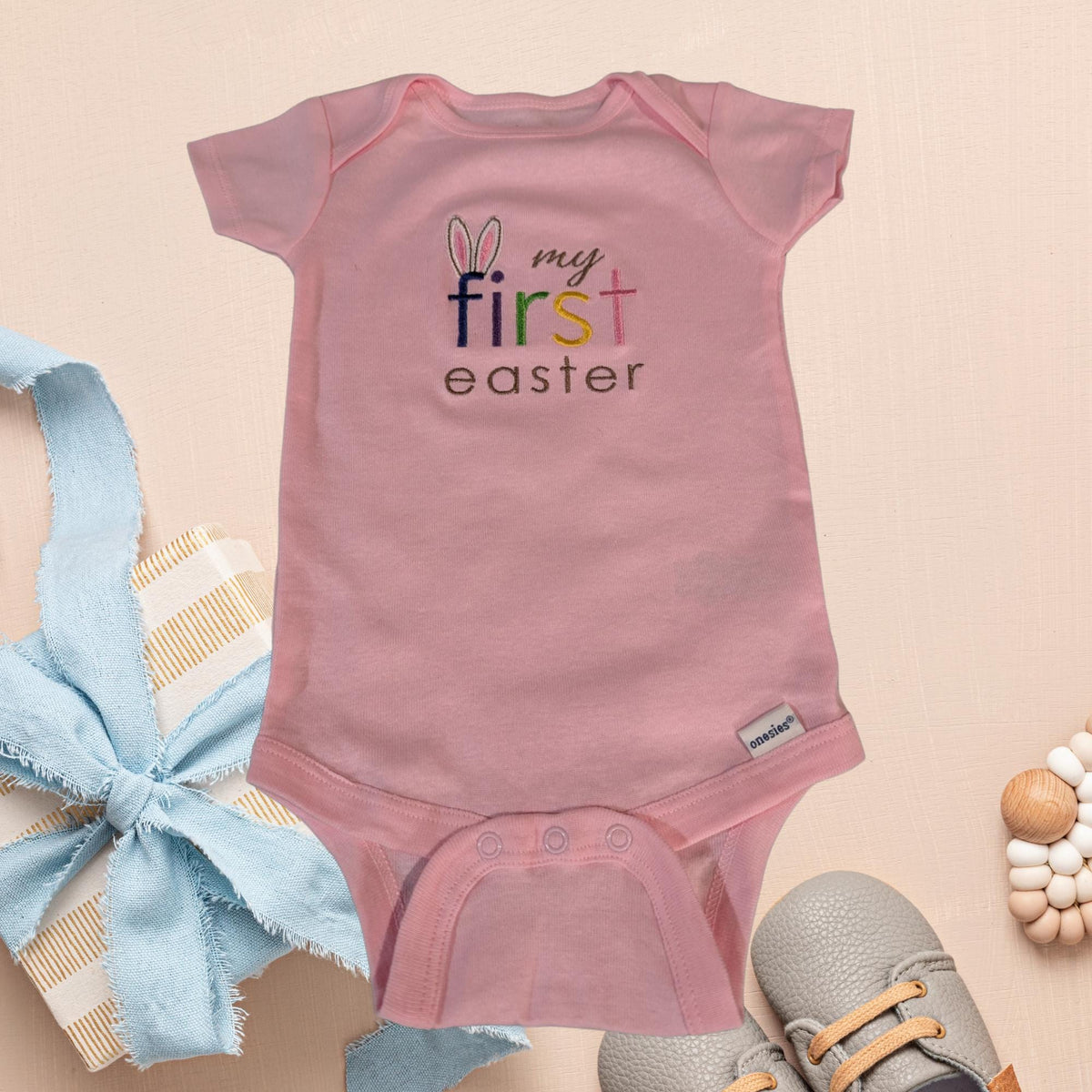 Embroidered My First Easter Onesie®: Custom Bunny Bodysuit