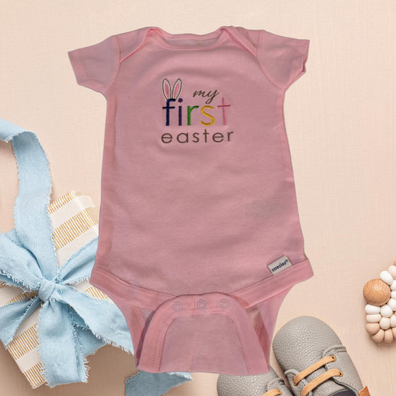Embroidered My First Easter Onesie®: Custom Bunny Bodysuit