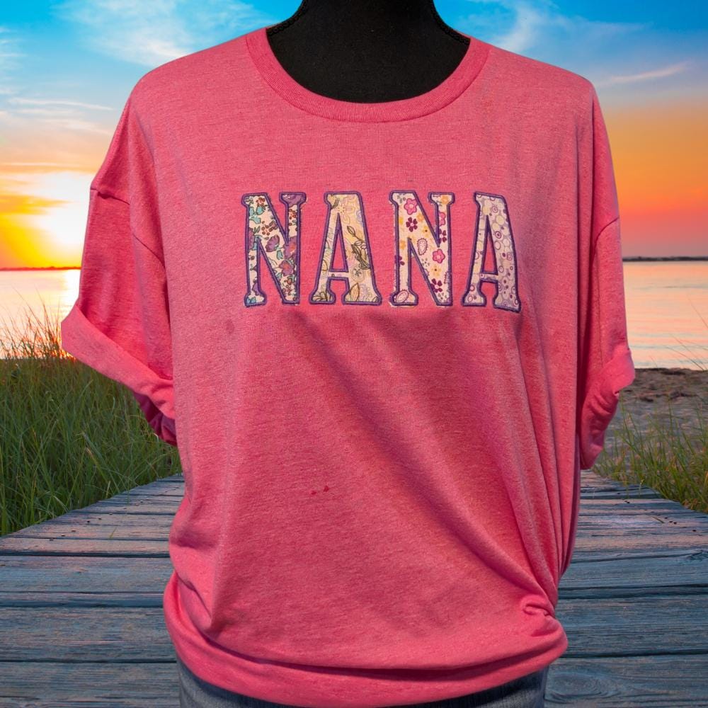 Embroidered Floral T-Shirt - Personalized Mama, Grandma Gift