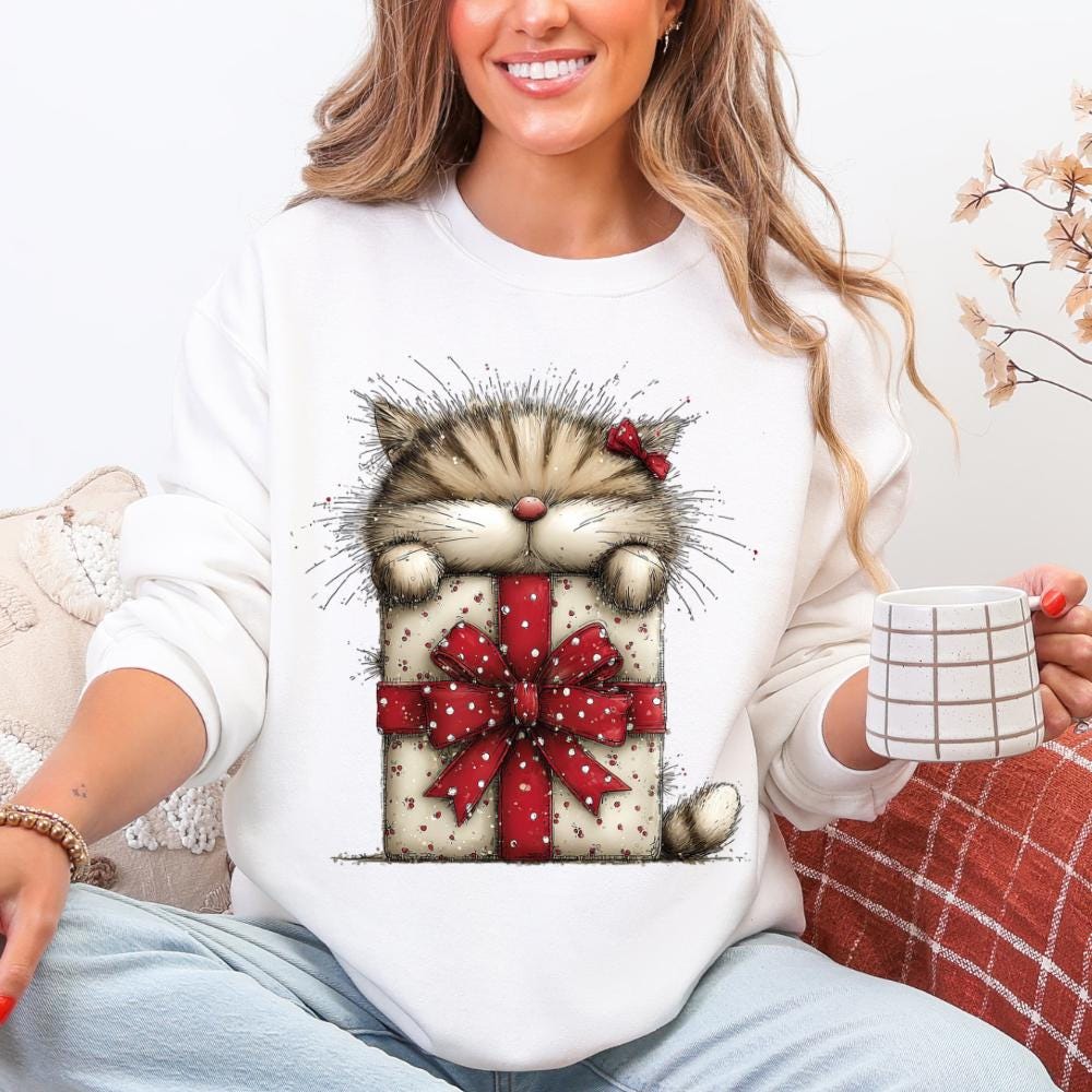 Gift Box Peekaboo Cat – Holiday Clipart