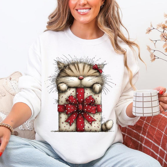 Gift Box Peekaboo Cat – Holiday Clipart