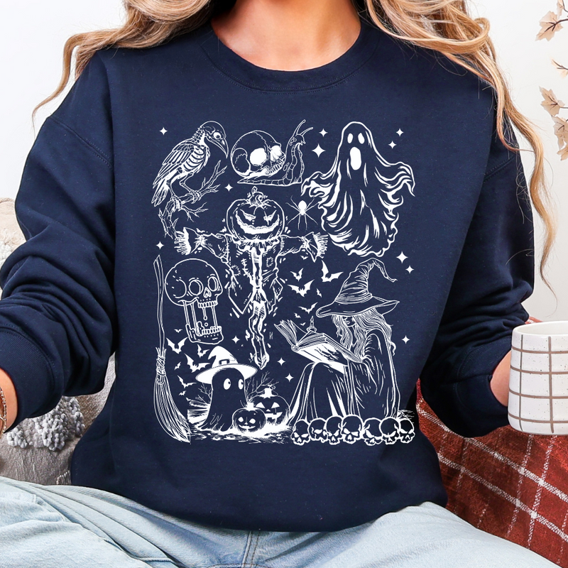 Spooky Doodle Sweatshirt | Trendy Halloween Graphic DTF